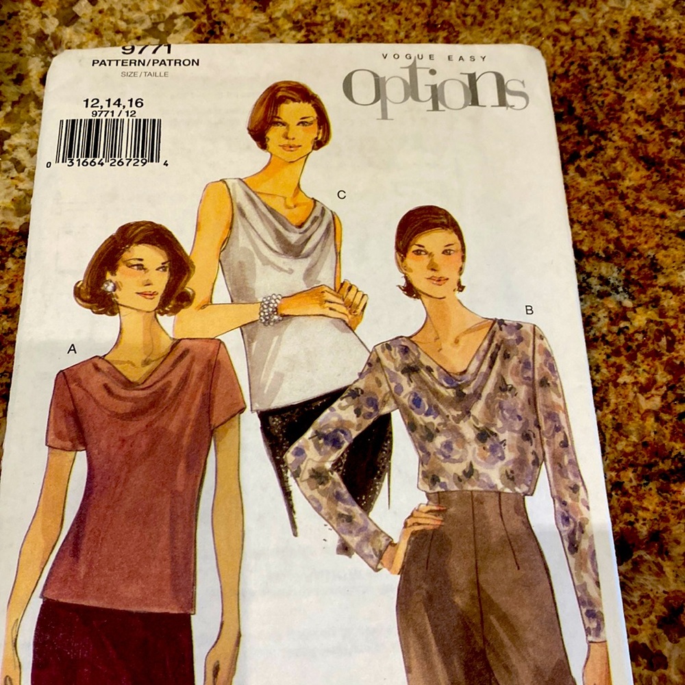Vogue 9771 shirt pattern 12-16